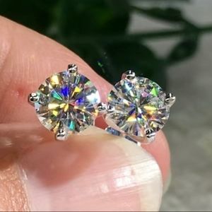 2ct Moissanite Stud Earrings 925 Silver & Rhodium